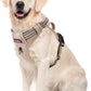 Funfox Dog Harness No Pull, Adjustable Pet Vest Harness, Super Soft Material with Vertical Handle Easy Control, Reflective Night Walking, 2 Leash Clips for Large Dogs, Brown, L