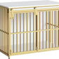 HOOBRO Dog Crate Furniture, 36.6" Heavy Duty Dog Kennel with Sliding Barn Door, Wooden Dog Cage Indoor, Decorative Side End Table for Small/Medium Dogs, White and Gold GD162GW03G1