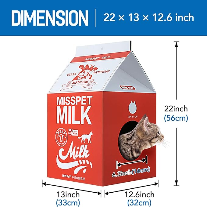 Cat Scratcher Cardboard, Scratching Pad House Bed Furniture Protector, Infinity Shape, Curved (Red, Milk Box)