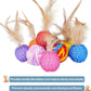 PET SHOW 10 Pack Cat Toys - Woolen Yarn Cat Balls, Interactive Mesh Feather Ball, String Toy for Indoor Cats, Chase Training Activity for Kittens