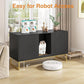 Litter Box Enclosure for 2 Cats, Fluted Hidden Cat Litter Box Furniture with Scratch Pad and Metal Legs, Modern Double Room Kitty House for Living Room, Washroom, 47.2”L x 17.7”W x 25.9”H, Black
