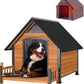 Outdoor Dog House with All-Around Insulated Liner Weatherproof Puppy Shelter Indoor Dog Kennel, Anti-Bite Dog Home for Large Breed with Porch (Brown, 50.8" D x 37.4" W x 37.2" H)