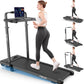 Walking Pad Treadmill with Desk Workstation, 10% Incline Foldable Treadmill with Handrail, 300lbs Capacity, 3 Control Methods, 8 in 1 Folding Treadmills for Home Office