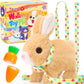 Tagitary Plush Toys Bunny Electronic Toy with Sounds,Wiggling Ears,Hopping,Twitching Mouth and Nose, Interactive Rabbit Toy for Kids with Leash,Easter Birthday Gift for Toddlers Kids