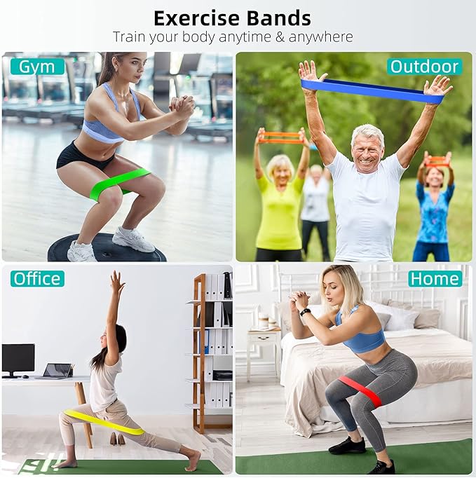 Resistance Bands for Working Out, Elastic Exercice Loop Bands for Physical Therapy, Yoga Starter Set of Stretch Bands for Booty Legs, Pilates Flexbands