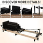Pilates Reformer with Adjustable Height, Wooden Foldable Pilates Reformer Machine, Pilates Machine for Home Use and Studio, Pilates Equipment with Sitting Box, Jump Board and Accessories