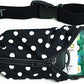 SPIbelt Running Belt for Women Men, Phone Holder for Running, Running Fanny Pack, Holder for Phone, Running Waist Pack, Adjustable Waist, [Fits All Phones]. Black White Polka Dot/Black Zipper