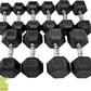 WF Athletic Supply Rubber Coated Hex Dumbbell Set with Two Tier Premium Storage Rack Built for Strength Building, Weight Loss & Home Gym – Multiple Sets Available