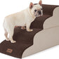 Dog Stairs Ramp for Bed 19.7" H - Pet Stairs Steps for Small to Medium Dogs to Get on Bed and Couch, 35D Foam with Non-Slip Bottom Brown, 4 Steps