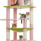 PAWZ Road Flower Cat Tree for Large Cats, 81 Inches Pink Tall Cat Tower with 2 Perches, 2 Condos and Spacious Hammock, XL Extra Large Condo with 7 Scratching Posts for 20lb+ Adult Cats