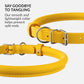 CollarDirect Rolled Leather Dog Collar, Soft Padded Round Puppy Collar, Handmade Genuine Leather Collar Dog Small Large Cat Collars 13 Colors (8-11 Inch, Yellow Smooth)