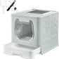Gefryco Litter Box with Lid for Small to Medium Cats, Enclosed Cat Litter Box with Cover，High Sided Top Entry Cat Box with Brush and Scoop, Cute Kitty Litter Pan with Drawer for Growing Kittens(Grey)