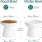 vancasso Ceramic Elevated Cat Bowls 2-Pack - 6.2" Extra Wide Raised Cat Food & Water Dishes, 5.1" Optimal Height Anti-Whisker Fatigue Shallow Bowls for Cats/Kittens/Dogs, Lead & Cadmium Free (White)