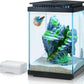 FEDOUR Small Glass Aquarium, 1 Gallon Desktop Fish Tank, Betta Fish Tank, Mini Aquarium Starter Kit with Air Pump LED Light Decoration Water Changer Fish Net (Black)