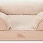 TOWN & COUNTRY EVERYDAY CuddleTown Comfy Solid Bolster Sofa Pet Bed, Supportive & Calming Egg Crate Foam, Non-Slip Bottom, Machine Washable Cover, Warm Taupe, Large 35"x25"x8"