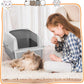 Stainless Steel Litter Box with Lid, Metal Litter Box with Cat Litter Mat,Extra Large Enclosed Cat Litter Boxes for Multiple Cats, Anti-Leakage,Non-Stick, Easy to Clean, Included Mat, Scoop