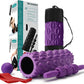 5 in 1 Foam Roller Set Trigger Point Foam Roller, Massage Roller Stick, Massage Ball, Stretching Strap for Deep Muscle Massage Pilates Yoga, Fitness Exercise for Whole Body (Purple Diamond)