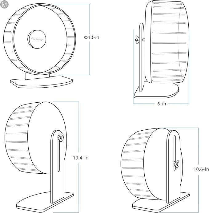 Niteangel Super-Silent Hamster Exercise Wheels - Quiet Spinner Hamster Running Wheels with Adjustable Stand for Hamsters Gerbils Mice Or Other Small Animals (M, Transparent)