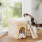 14in Cat Tree Tower with Large Perch, 20 * 16.5 Inch Top Bed for Adult Cats, Scratching Post with Bed for Kittens, Beige