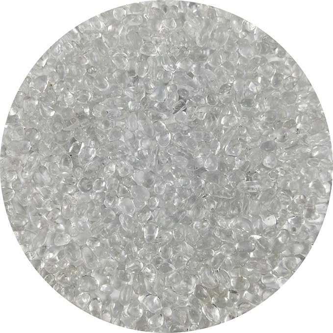 Lustering Decorative Round Glass Beads - Glass Marbles & Pebbles, Clear/Transparent 3-6mm, 1-Pound for Fire Pit Crafts, Resin Art, Vase Filler, Fish Tank & Aquarium Decoration