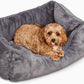 FUZI Premium Aesthetic Dog Bed for Medium Dogs with Washable Cover, Pet Couch, Pet Bed with Sides, Non-Slip Bottom, Soft and Durable Calming Dog Bed, Faux Rabbit Fur, Medium 31.75x23.6x9.5 Dark Grey