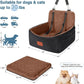 Dog Car Seat for Small Dogs Under 30lbs,Ultra Soft Fabric & Memory Foam Pet Travel Car Bed,Washable & Detachable,Anti-Slip Bottom,2 Storage Pockets and Safety Tethers(Black/Brown)