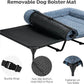 Veehoo Cooling Elevated Dog Bed Add Removable Deluxe Rose Plush Bolster Cushion Mat, 59" x 37" Washable Dog Couch Bed, Raised Pet Cot with Breathable Teslin Mesh, No-Slip Feet, Haze Blue, CWC2439B