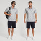 Golf Shirts for Men - Moisture Wicking Short Sleeve Performance Sport Casual Striped Collared Mens Polo Shirt