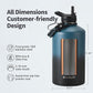One Gallon Water Bottle Insulated with DIY Stickers, Triple Wall Vacuum Cold for 48 Hrs Leak-proof Non-BPA, 128oz Large Sports Stainless Steel Water Jug with Paracord Handle Straw Spout Lids