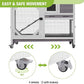 GUTINNEEN Rabbit Hutch Indoor Outdoor 2 Story Bunny House on Wheels Wood Rabbit Cage with 2 Pull Out Trays Guinea Pig Cage (Gray)