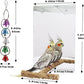 Bird Mirror Toy with Perch Stand, Parrot Parakeet Mirror with Bird Swing Bell Toys, Bird Cage Accessories, Suitable for Parakeet Cockatiel Conure Lovebirds - 7.9 × 6.3 Inch