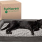 Furhaven Orthopedic Dog Bed for Large Dogs w/ Removable Bolsters & Washable Cover, For Dogs Up to 125 lbs - Luxe Faux Fur & Performance Linen Sofa - Charcoal, Jumbo Plus/XXL