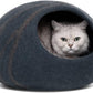 MEOWFIA Premium Felt Cat Bed Cave - Handmade 100% Merino Wool Bed for Cats and Kittens (Large, Slate Grey)