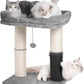 Cat Tree Tower for Large Cats Cat Scratching Post with 20x15.7”Wide Top Bed, Self Groomer, Thick Scratch Post [Dia=4.5”] and Danging Ball Great for Indoor Cats-Large Grey