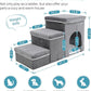 Foldable Pet Stairs for Beds & Sofas - Non-Slip Dog Steps with Storage for Small to Medium Dogs & Cats, Supports up to 120 lbs - Durable 2 & 3-Step Doggie Ladder for Easy Access