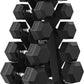 Hex Dumbbell Sets with Rack, 60-550 lb Rubber Encased Exercise & Fitness Dumbbells Set with Rack Option, Hand Weight for Strength Training, Weight Dumbbells