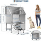 50" Stainless Steel Professional Dog Washing Station - Pet Bathing Tub w/Non-Slip Stairs & Storage Shelf | Slip-Resistant Floor Grate | for Large/Medium/Small Dogs