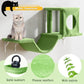 NUNU LAB Wall Mounted Cat Furniture, 6 Pcs Cat Wall Shelves with Condo House, Bridge, Steps, Scratcher, Hammock, Indoor Safe & Stable Furniture for Kittens Play, Green