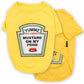 Parisian Pet Dog Shirt - Embroidered “Mustard on My Food“ - 100% Cotton and Polyester Dog Clothes - Sleeved, Lightweight Costume for Dogs - Yellow Dog Shirts for Large Dogs - Pet Costumes - L