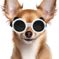 Dog Goggles for Small Breed UV/Wind/Dust Protection Puppy Sunglasses with Adjustable Strap - White