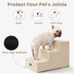 Dog Stairs for Small Dogs & Cats, 3-Step Extra Wide Non-Slip Pet Steps for Couch Sofa and Chair, Beige, 15.7" H