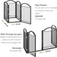 BHG Metal No-Assembly Freestanding Dog Gate with Door Walk Through, Extra Wide 96", Extra Tall 32" Pet Gate, Accordion Puppy Folding Playpen Dog Fence, with 2PCS Support (Black, 4 Panels)