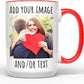 Personalized Coffee Mug 15 Oz, Custom Picture Text or Logo Ceramic Mug, Customized Gift for Men & Women, Taza Personalizada with Photo and Words, Customizable Large Tea Cup | White - Red