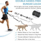 Hands Free Dog Leash with Pouch, Double Leash for Two Dogs, Retractable Bungee with Double Padded Handles, Dog Waist Leash for Dog Walking,Dog Walking Accessories,Black Grey