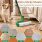 10" Large Lint Roller for Pet Hair Extra Sticky, Long Handle Floor Sticky Rollers with Big Lint Roller Refills for Cleaning Carpets, Cars, Furniture,Clothing, and Pet Hair,Green