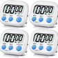 4 Pack White Digital Kitchen Timer Magnetic Digital Timer with Big Display Loud Ring Cooking Timers for Cooking, Game, Gym, Break Time, Classroom (4, White)