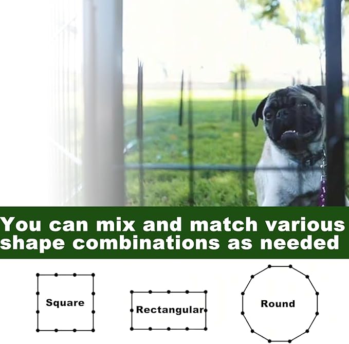 Dog Playpen,24 32 40 48 in(H) Pet Fence Outdoor for Rv Camping,Garden Fence Medium Animal Barrie for Yard,11Ft(L)-56Ft(L) Black Metal Temporary Fencing