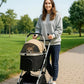 3-in-1 Small Pet Carrier with Stroller for Small Dogs & Cats Under 20 lb – Removable Carrier Converts to Car Seat – Lightweight, One-Hand Fold, No-Zipper Entry
