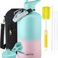 COKTIK 128 oz Insulated Water Bottle, Triple Wall Stainless Steel Flask, Keeps Drinks Cold for 48 Hrs Leak-Proof & BPA-Free Half Gallon Jug with Paracord Handle, Straw & Spout Lids(Bubble Gum)