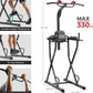 Sunny Health & Fitness Power Tower, Dip Bar, Push-Up & Pull Up Assisting Parallette Station w Optional Rock Climbing Grip Trainer